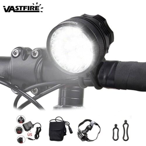 3 Mode 8000 Lm 16 LED lamp beads Bicycle light Cycling Bike Light Lamp With 12000mAh Battery bag+Charger+Headband