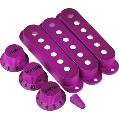 3 Pieces 48/50/52mm Purple Pickup Cover & Black 1V2T Knob for Electric Guitars
