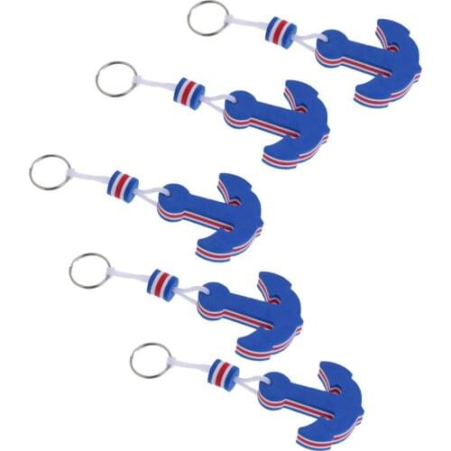 5Pcs Floating Key Foam Boat Floating Keychain Blue