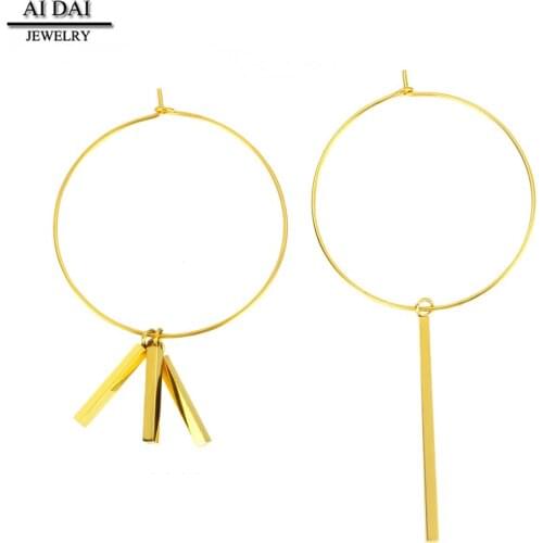 Asymmetrical earrings Korean style long temperament Japanese and Korean simple earrings retro earrings wild personality Korean e