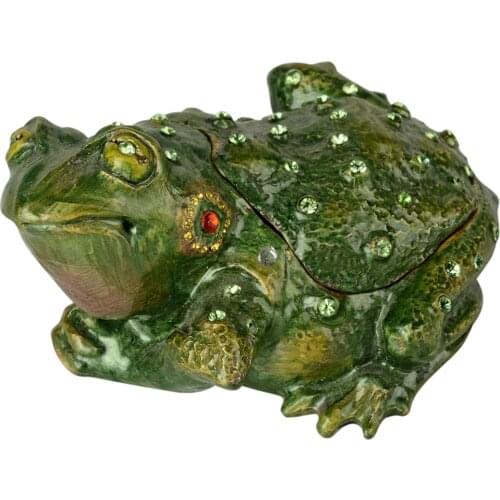 Big frog toad jeweled trinket boxes enameled hinged keepsake box frog gift frog craft decor Christmas birthday giveaway gifts