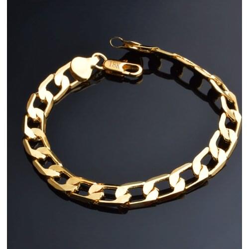 6/8/10/12 MM Classic Chain Bracelet Gold Color Bracelet Cool Men Gold Bracelet Link Wedding Jewellery Pulseira Ouro