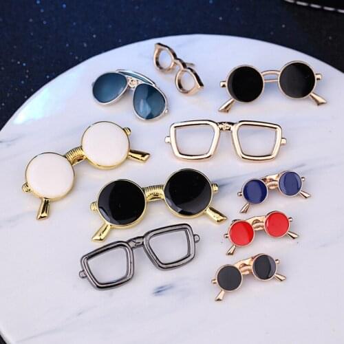 Fashion Enamel Oil Glasses Sunglasses Brooches Lapel Pins Backpack Badge Mens Suit Dress Shirt Collar Clothing Accessories