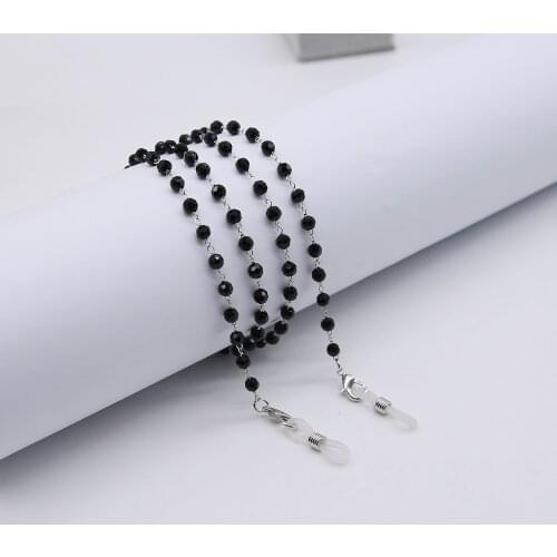 Sunglasses Masking Chains Black Crystal Beads Eyeglasses Necklace Metal Cord Lanyard Eyewear Necklace Jewelry Masks Chain