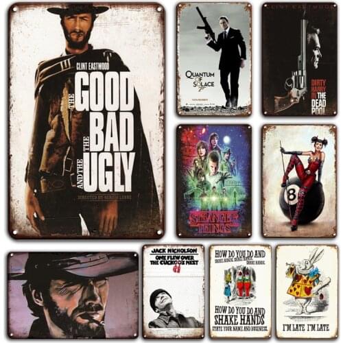 Clint Wastwood Poster Film Metal Plate Sign Vintage Wall Shelf Decor Tin Sign Retro Wall Art Tinplate Painting Room Decor Plaque