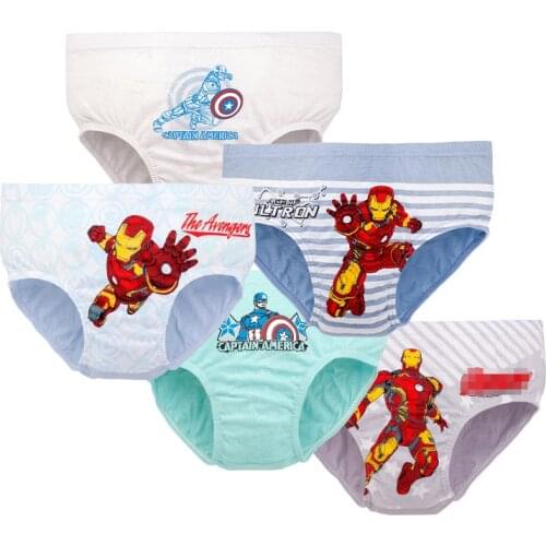 5 piece kids cotton panties Spiderman action figure cartoon printed child boys panties boxers briefs underwear set 3-12T