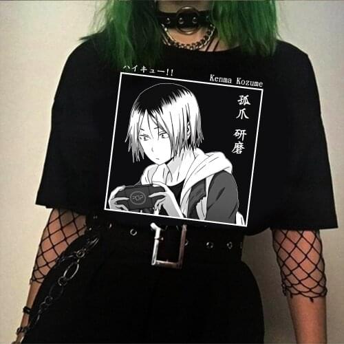 Harajuku Kawaii T Shirt Women Haikyuu Tshirt Funny Cartoon Kenma Kozume T-shirt Cute Anime Top Tee Female