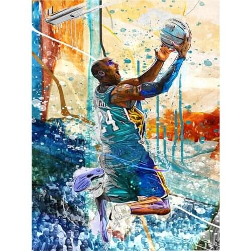 HJMGL Basketball Star Kobe 5D Diamond Painting Full Crystal Diamond Painting Kits Wall Art Decor Gift for Basketball Lover
