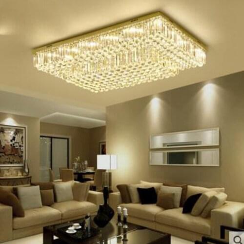 Crystal lamp living room lamp rectangular atmosphere home simple modern led ceiling lamp bedroom restaurant luxury lamps led