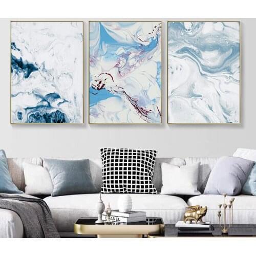 5D DIY Diamond Painting Nordic Abstract Blue White Marble Texture Wall Art Picture Posters for Living Room Office Home Decor