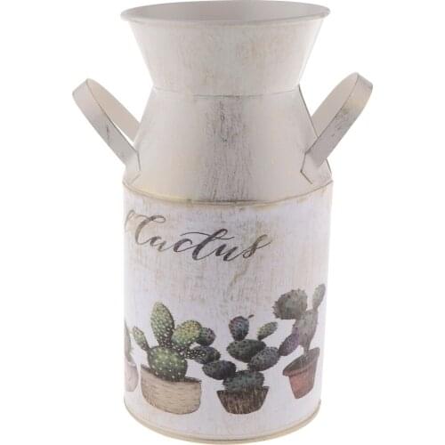Painting Metal Pitcher Chic Flower Vase for Home Office Decor
