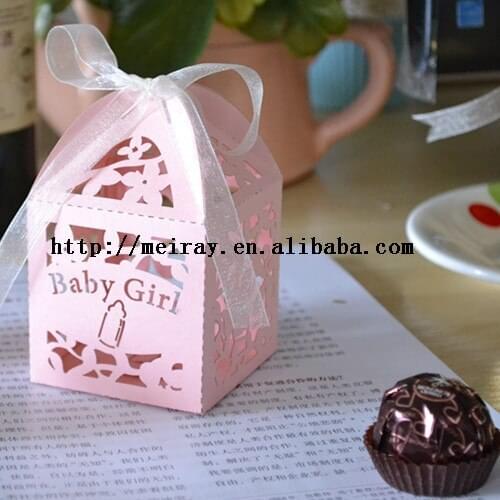 China wholesale paper crafts ! baby shower candy boxes favor ,small flower baby girl , baby box favor boxes for party