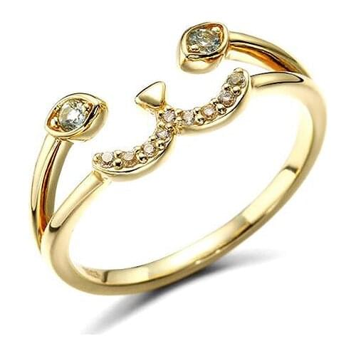 14K Gold Cat Face Sky Blue Natural Topaz Gemstone Ring 100% 925 Sterling Silver Rings for Women Wedding Fine Jewelry YRI105