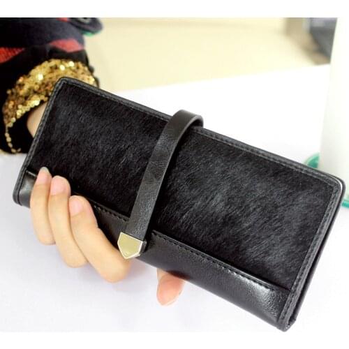 2020 Cow Leather Wallet Women Fashion Horse Hair Long Ladies Purses And Handbags Leopard pattern Card Holder Thin Girls Carteras