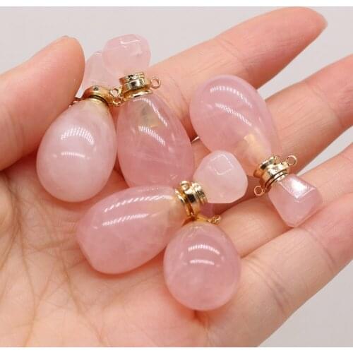 2021 New Hot Sale Natural Stone Semi-precious Stone Perfume Bottle Rose Quartz for Jewelry Making DIY Necklace Accessories Gift