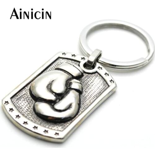 High Quality Boxing Glove Stainless Steel Key Chain Fashion Dog Tags Pendant For Men Gift Jewelry