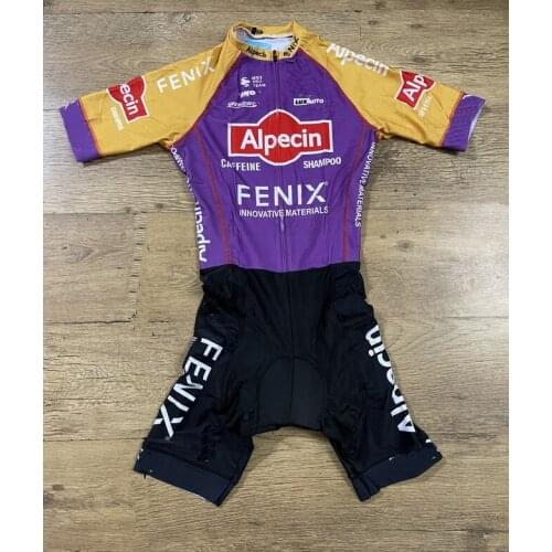 MENS CYCLING WEAR CYCLING JERSEY BODY SUIT SKINSUIT WITH POWER BAND 2021 ALPECIN FENIX TEAM PURPLE GEL PAD SIZE XS-4XL