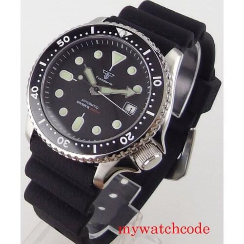 New Tandorio 41mm NH35A Men Watch Black/Blue/Green Dial Sapphire Glass Date Luminous Marks Rotating Bezel Rubber Strap