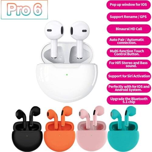 New Pro6 Wireless Headphones Pro 6 Bluetooth Earphones Earbuds Ear Bods Stereo Sport Waterproof Headset Microphone for Xiaomi