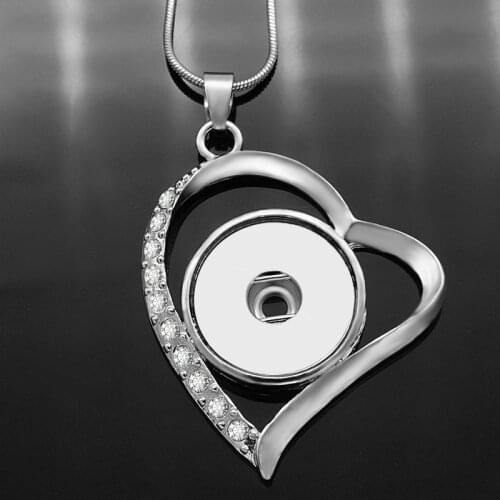 NEW DJ0051 Charm Hollow Heart snake Chain Snap necklace 60cm fit DIY 18MM snap buttons jewlery wholesale