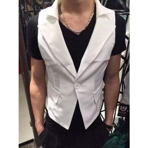 New versatile fashion trend Korean slim fit mens waistcoat personality suit hairdresser stage waistcoat trend