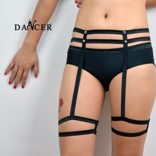 Sexy Harajuku Garter belt Handmade Punk Rock Goth Double Row Elastic Garter Belts Leg Ring Free Shipping Retail and Wholesale