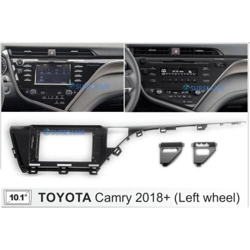 10.1 inch Car Fascia Radio Panel for 2018+ TOYOTA Camry (Left Wheel) Dash Kit Install Facia Console Bezel Adapter Plate Trim