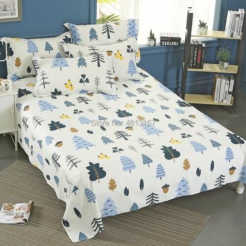 100% Cotton Bed Sheet Flat Sheets Pillowcase for Children Kids Adults Cute Floral Printed Single Double Twin Full Queen King