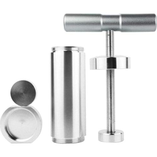Pollen Press Presser Tool Hard Metal Stainless Steel T Shape Handle Heavy Duty Small Compressor CNC 4 Piece Silve