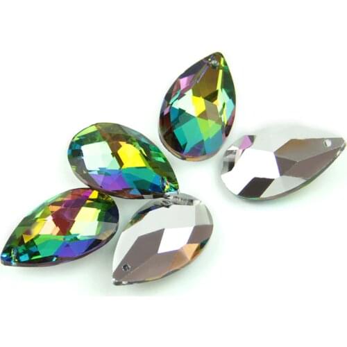 38mm-76mm Rainbow Crystal Chandelier Almond Part Pendant Glass Trimming Parts Ornament Crystal Prism For Wedding