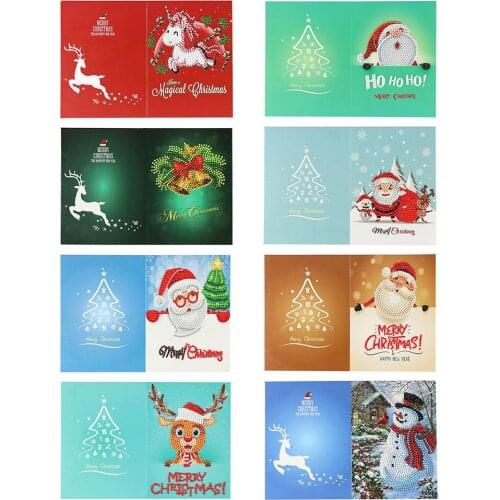 Christmas Greeting Cards DIY 5D Diamond Painting Set New Year Xmas Gift for Friends Children with Diamond Painting Tools