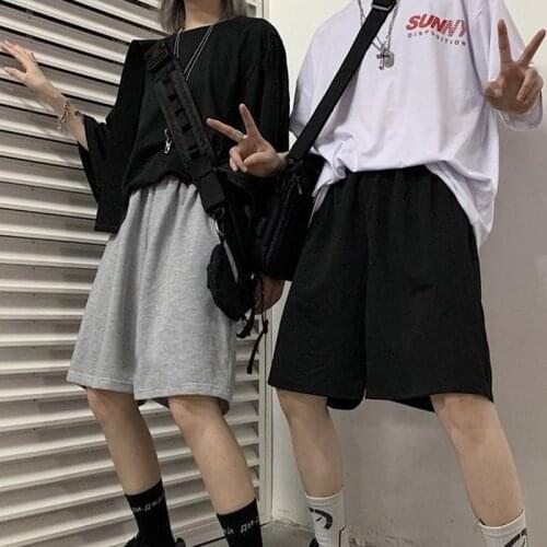 ZZSYKD 90s Streetwear Y2k Fashion Shorts For Unisex Korean Loose Cotton Casual Black Shorts High Waist Elastic Jog Sport Shorts