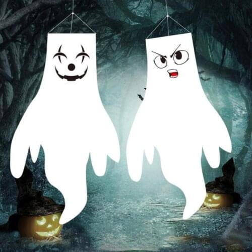 Halloween Ghost Windsocks Flag Halloween Tree Hanging Ghost Decorations Wind Socks Lawn Garden Hanger Decorative Supply