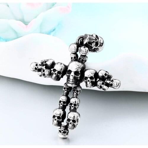 Vintage Cross Skull necklace For Men 316 Stainless Steel pendant Titanium Mens chain Unique jewelry Punk Style