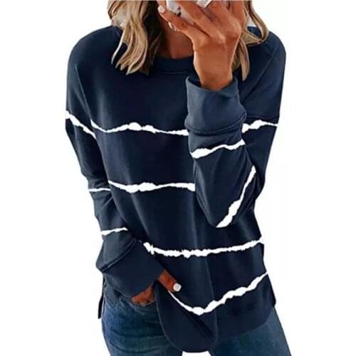 2020 New Autumn Tops 5XL Large Size Women Tie Dye Stripe T Shirt Casual Long Sleeve Oversized Loose Tee Shirt Fashion Ladies Top