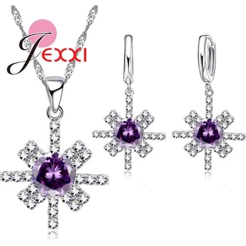 6Colors Fashion Wedding Jewelry Sets For Women AAA Austrian Crystal Bridal Jewellery Set Pendant Necklaces Earring Sets