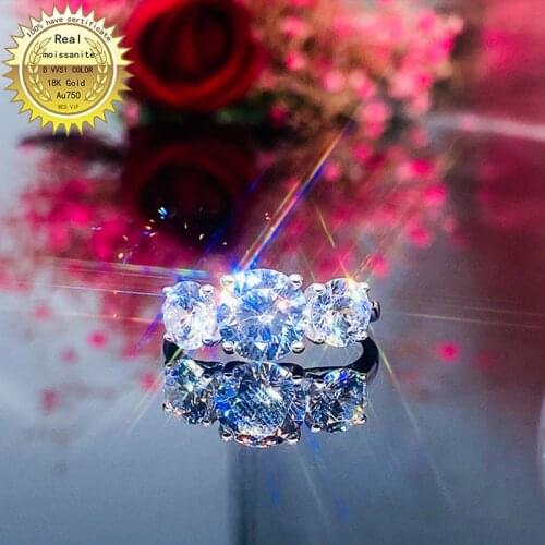 100% 18K Gold 4 ct Moissanite Diamond Ring D color VVS With national certificate 016