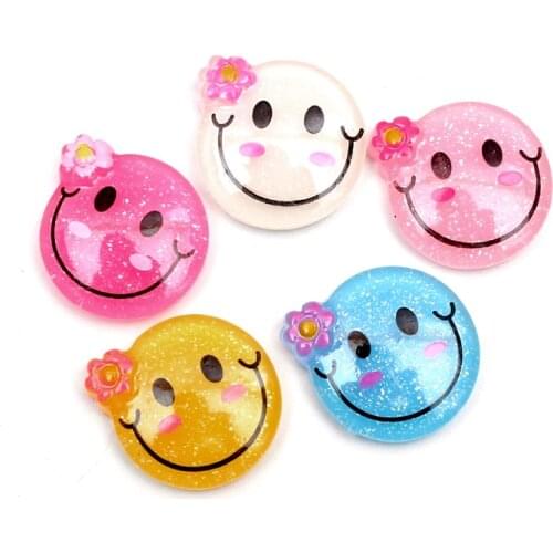 20pcs Mixed Smile Resin Decoration Crafts Flatback Cabochon Embellishments For Scrapbooking Beads Diy Accessories