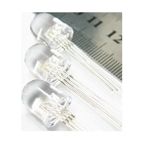 250PCS x 10mm RGB Water Clear 4pin Super bright Common Anode/Cathode LED Long Leg Tricolor Transparent Light Diode LED Lamp