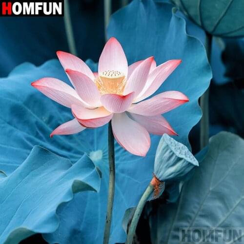 HOMFUN Full Square/Round Drill 5D DIY Diamond Painting "Lotus flower" 3D Diamond Embroidery Cross Stitch Home Decor Gift A18515