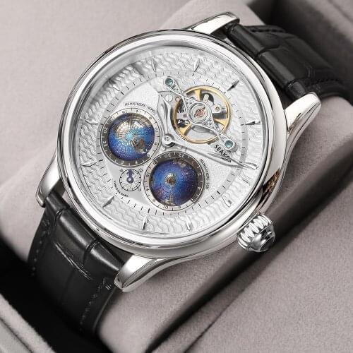 46mm 3D Dual Earth Auto-Rotation Mechanical Watches Mens Top Brand Luxury SEAKOSS Male Wristwatches 50m Waterproof Clock 2021