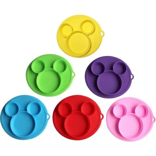 Childrens Silicone Dishes Plates Baby Safe Silicone Suction Bowl Dining Plate Cartoon Baby Training Bowl Absorb The Table