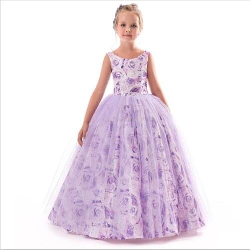 Kids sleeveless printed dresses for girls Childrens Long Floral princess polyester AnkerLengt Party Wedding girls summer dress