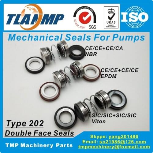 202-15 Double Face Mechanical Seals (Material: CE/CE/EPDM ,CA/CE/NBR, SiC/SiC/Vit) Shaft size 15mm, Outersize of Seat 28mm