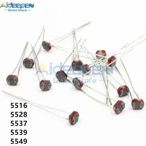 10Pcs/lot 5516 5528 5537 5539 5549 Light Dependent Resistor LDR 5MM Photoresistor Photoconductive Resistance For Arduino