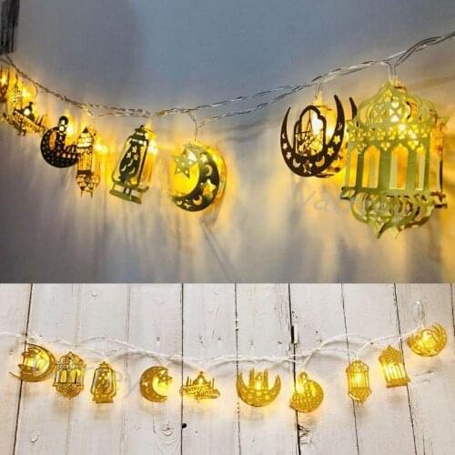 1.65m Ramadan Decoration Moon Star Led String Light EID Mubarak Ornament Islamic Muslim Party Eid Al Adha Decors for Home