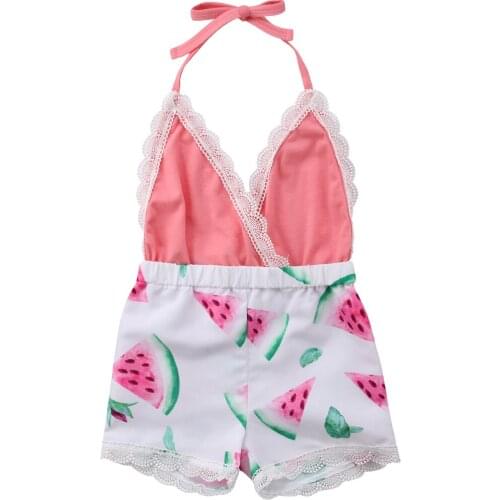 Newborn Toddler Kids Baby Girl Sleeveless V-neck Romper Jumpsuit Outfits Sunsuit Clothes Size 0-5T