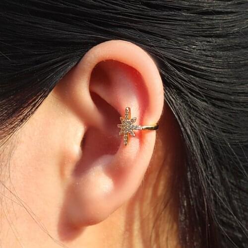 Korean Crystal Clip Earrings For Women Zircon Earing Without Hole Jewelry Fake Earrings Single Ear Bone Clip Earings Kolczyki