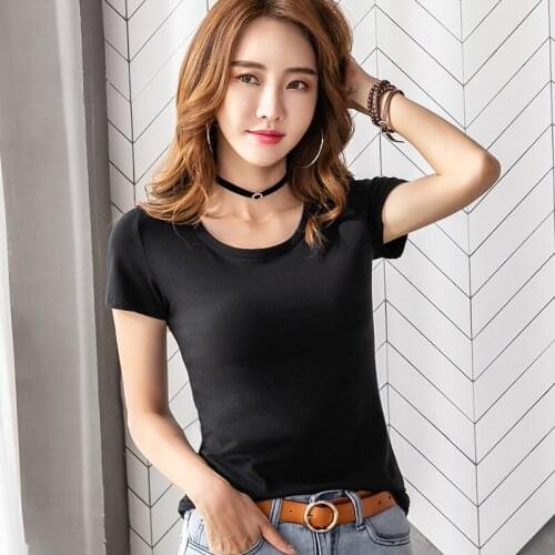 Summer tight black and white T-shirt womens thin short sleeve slim modal coat 2019 new shirt bottoming shirt
