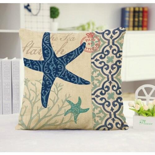 Marine style linen pillow cases Hna octopus tortoise sailor household sofa cushion for leaning on pillow without the core